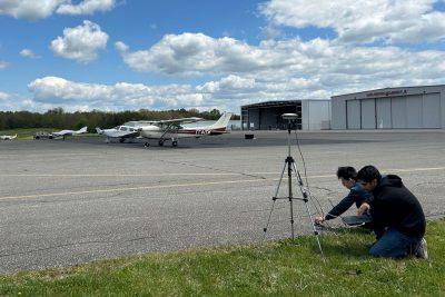 Two students capture GNSS data at the Virginia Tech Montgomery Executive Airport